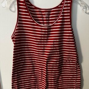dressbarn Red and White Striped Scoop Neck Tank